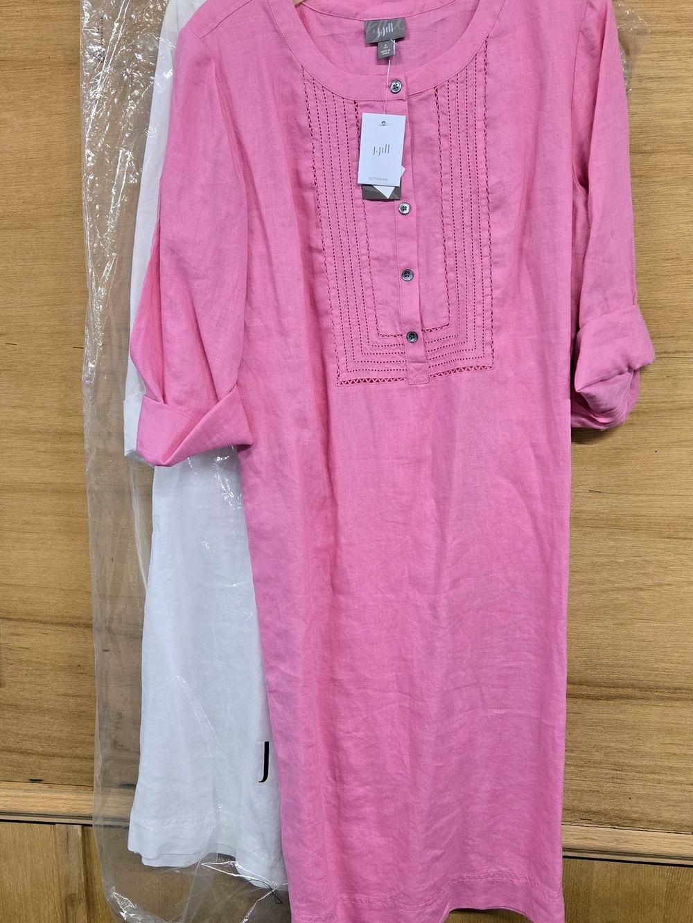 (2) J.Jill 100% Linen Maxi Dresses in Pink And White Size ST NWT